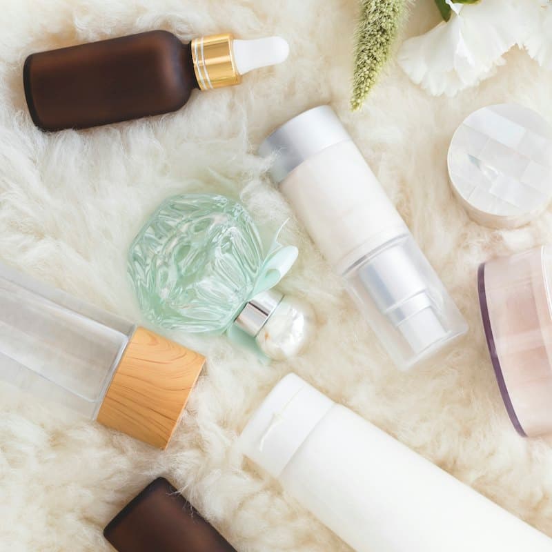 Skincare bottles from the beauty and personal care range